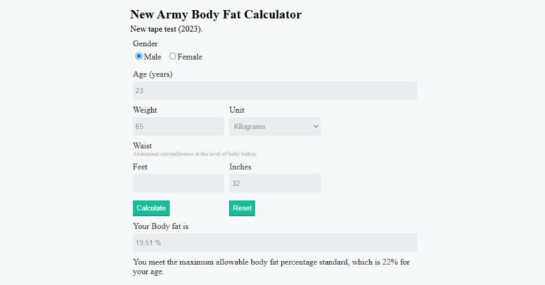 New Army Body Fat Calculator